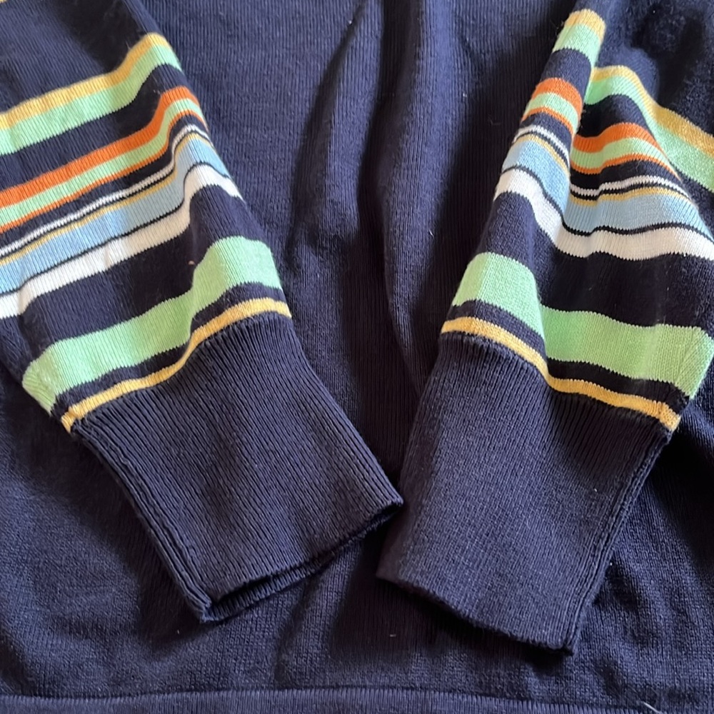 Vince Camuto Striped Dolman Sleeve Sweater Navy Boat Neck NWT Size Large - Picture 9 of 10